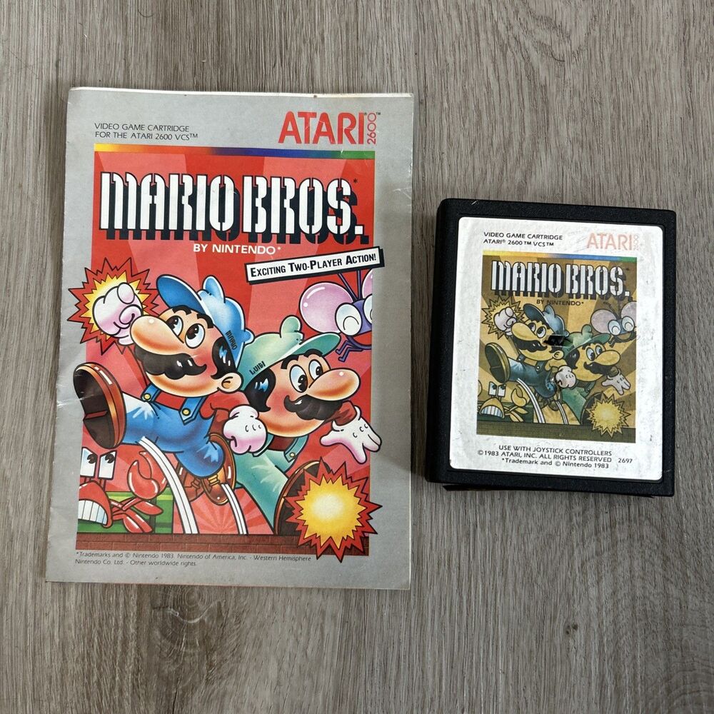 Mario Bros 1983 Atari 2600 Game Cartridge w/ Instruction Manual Nintendo Tested